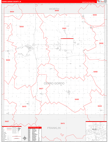 Cerro Gordo County, IA Zip Code Wall Map